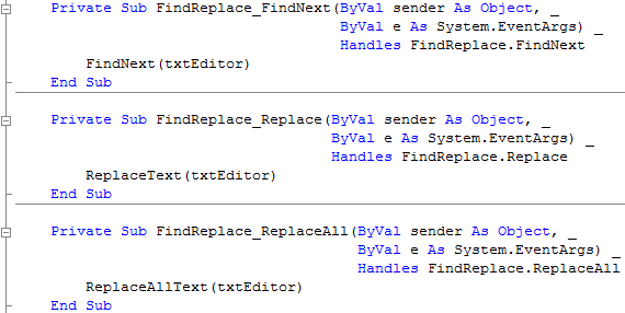 frmFindReplace Button Click Event Handlers