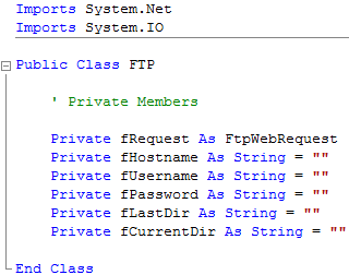 FTP Class Imports and Declarations