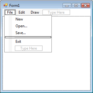 File Menu with Divider above Exit MenuItem
