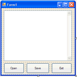 Form1 with Open, Save and Exit Buttons