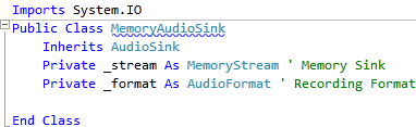 MemoryAudioSink Class Declarations