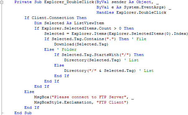 FTP Client Explorer DoubleClick Event