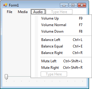 Audio Menu with Shortcut Keys
