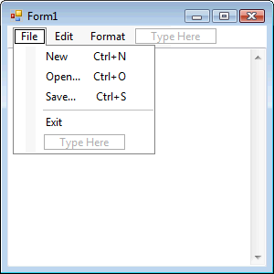 File Menu with Shortcut Keys