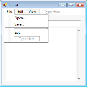 File Menu with Divider above Exit MenuItem