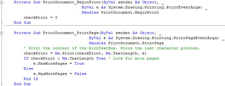 RichTextBoxPrint Event Handlers