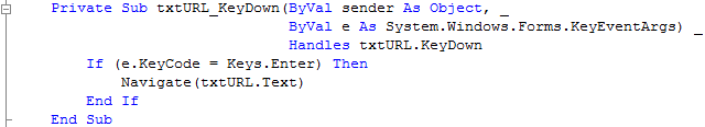txtURL KeyDown Event