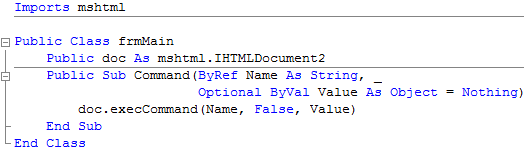 Web Editor Declarations and Command Subroutine