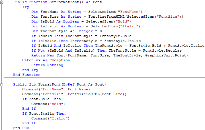 Web Editor Font Function and Subroutine